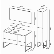 Тумба c раковиной SanVit Лира 120 L klira2120L в цвете Ral подвесная Белая глянцевая-6