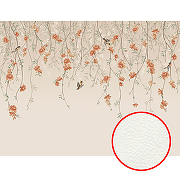 Фреска Ortograf Chinoiserie 33932 Фактура флок FLK Флизелин (4*3) Бежевый/Оранжевый, Цветы/Птицы