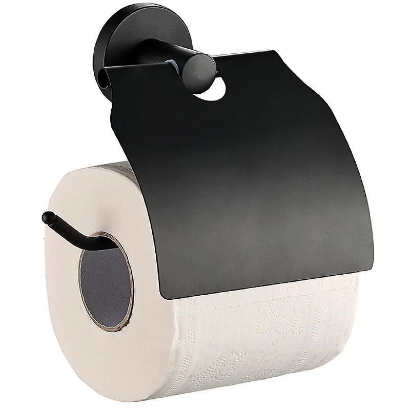 держатель туалетной бумаги haiba hb8503 Держатель туалетной бумаги Haiba HB8703 с крышкой Черный