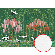 Фреска Ortograf Chinoiserie 33961 Фактура бархат FX Флизелин (4,2*3) Зеленый/Розовый, Деревья/Листья/Птицы