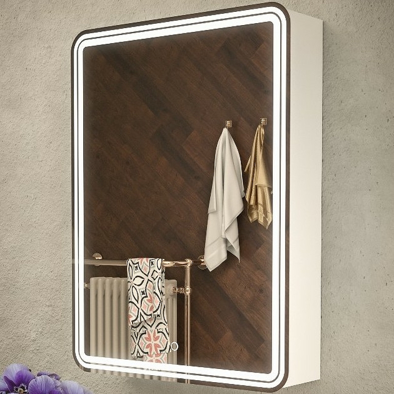 Зеркальный шкаф Azario Adriana 60 R CS00069512 с подсветкой Белый зеркальный шкаф санта стандарт 60 с подсветкой белый
