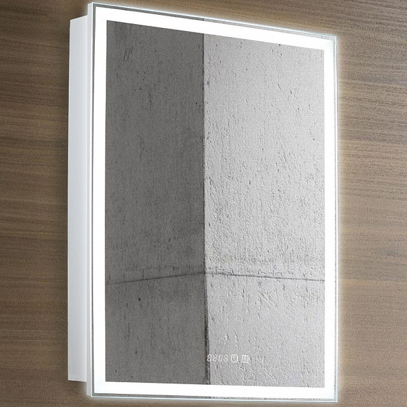 Зеркальный шкаф Azario Киото 60 LED-00002358 с подсветкой Белый шкаф зеркальный подвесной flash с led подсветкой и подогревом 50x80 см цвет белый