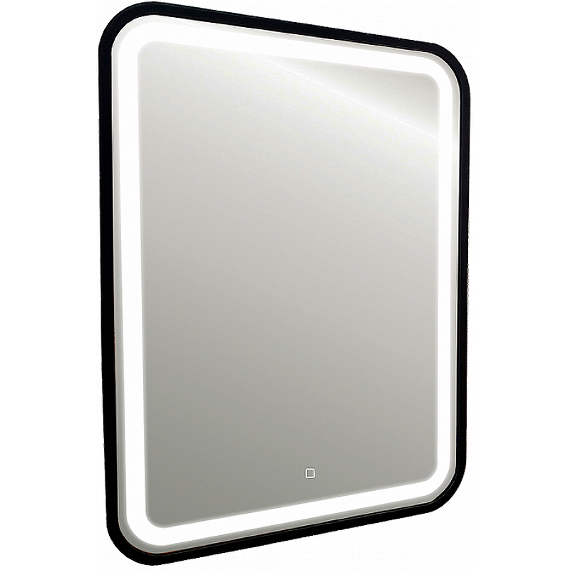 Зеркало Azario Мальта-лофт 60 LED-00002353 с подсветкой Черное с сенсорным выключателем зеркало шкаф vod ok мальта 60 r белый с подсветкой