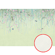 Фреска Ortograf Chinoiserie 33937 Фактура флок FLK Флизелин (4*2,7) Зеленый/Бирюзовый, Цветы/Птицы