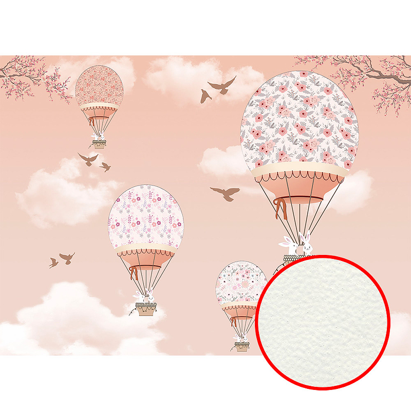 Фреска детская Ortograf Для самых маленьких 32907 Фактура флок FLK Флизелин (3,7*2,7) Розовый, Воздушные шары