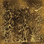 Фреска Ortograf Silver&Gold 32831 Фактура флок FLK Флизелин (2,7*2,7) Золото, Деревья/Цветы/Птицы-1