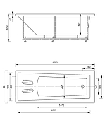 Акриловая ванна Aquatek Либра 170х70 LIB170-0000021 без гидромассажа с фронтальной панелью с каркасом (разборный) со слив-переливом (слева)-2