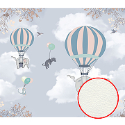 Фреска детская Ortograf Для самых маленьких 32932 Фактура флок FLK Флизелин (3,1*2,7) Голубой, Животные/Воздушные шары