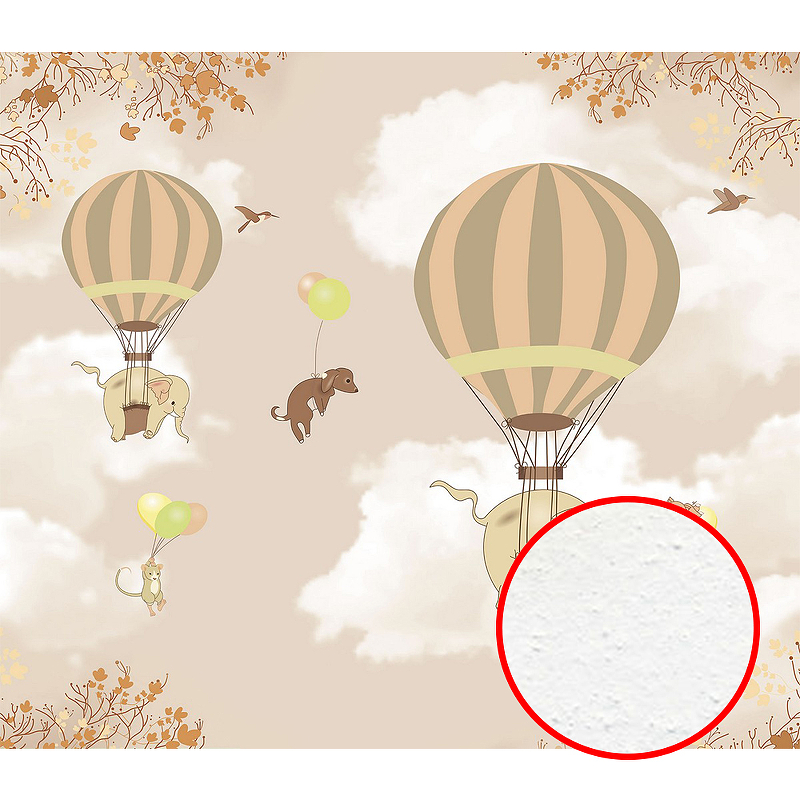 Фреска детская Ortograf Для самых маленьких 32933 Фактура бархат FX Флизелин (3,1*2,7) Бежевый, Животные/Воздушные шары