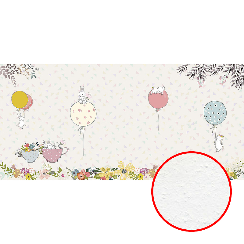 Фреска детская Ortograf Для самых маленьких 32934 Фактура бархат FX Флизелин (5,7*2,7) Бежевый/Разноцветный, Животные/Воздушные шары