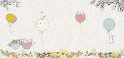 Фреска детская Ortograf Для самых маленьких 32934 Фактура флок FLK Флизелин (5,7*2,7) Бежевый/Разноцветный, Животные/Воздушные шары-1