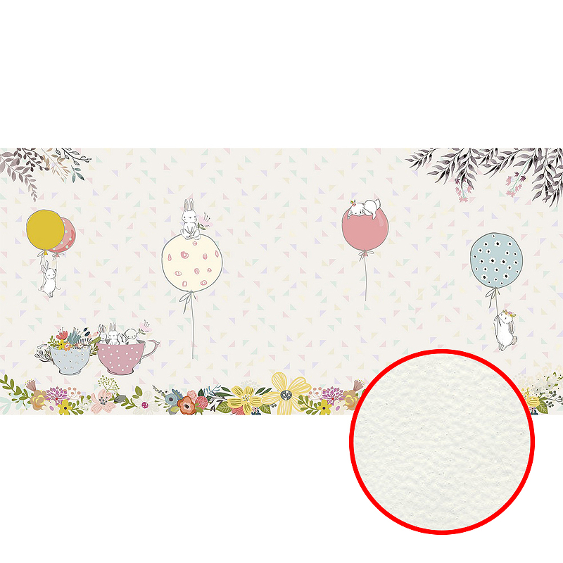 Фреска детская Ortograf Для самых маленьких 32934 Фактура флок FLK Флизелин (5,7*2,7) Бежевый/Разноцветный, Животные/Воздушные шары
