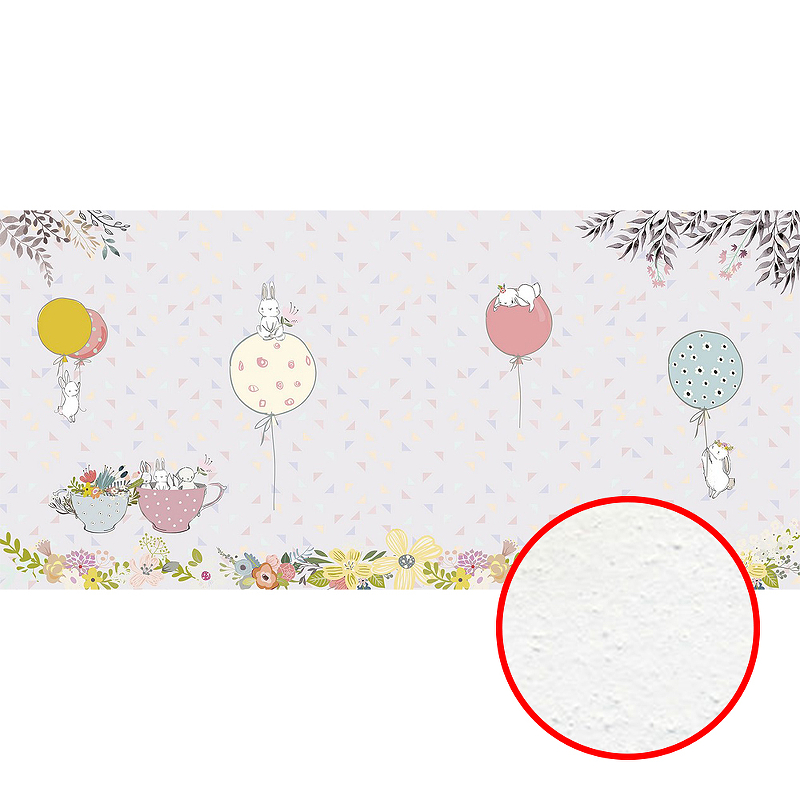 Фреска детская Ortograf Для самых маленьких 32935 Фактура бархат FX Флизелин (5,7*2,7) Сиреневый/Разноцветный, Животные/Воздушные шары 32935