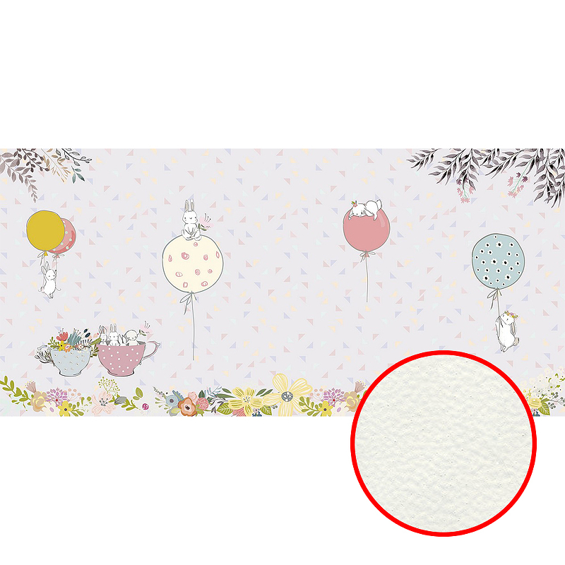 Фреска детская Ortograf Для самых маленьких 32935 Фактура флок FLK Флизелин (5,7*2,7) Сиреневый/Разноцветный, Животные/Воздушные шары 32935