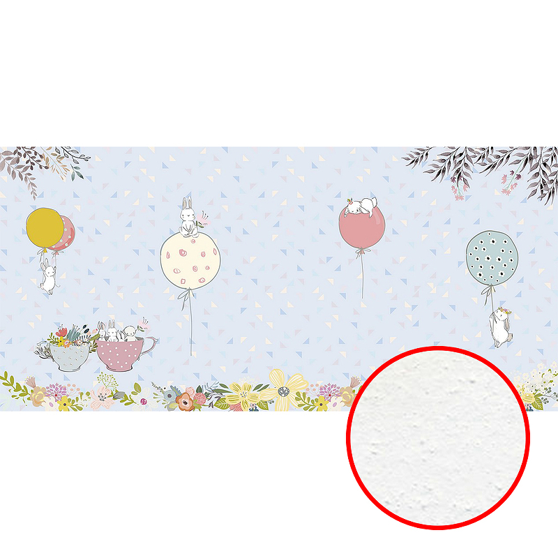Фреска детская Ortograf Для самых маленьких 32936 Фактура бархат FX Флизелин (5,7*2,7) Голубой/Разноцветный, Животные/Воздушные шары