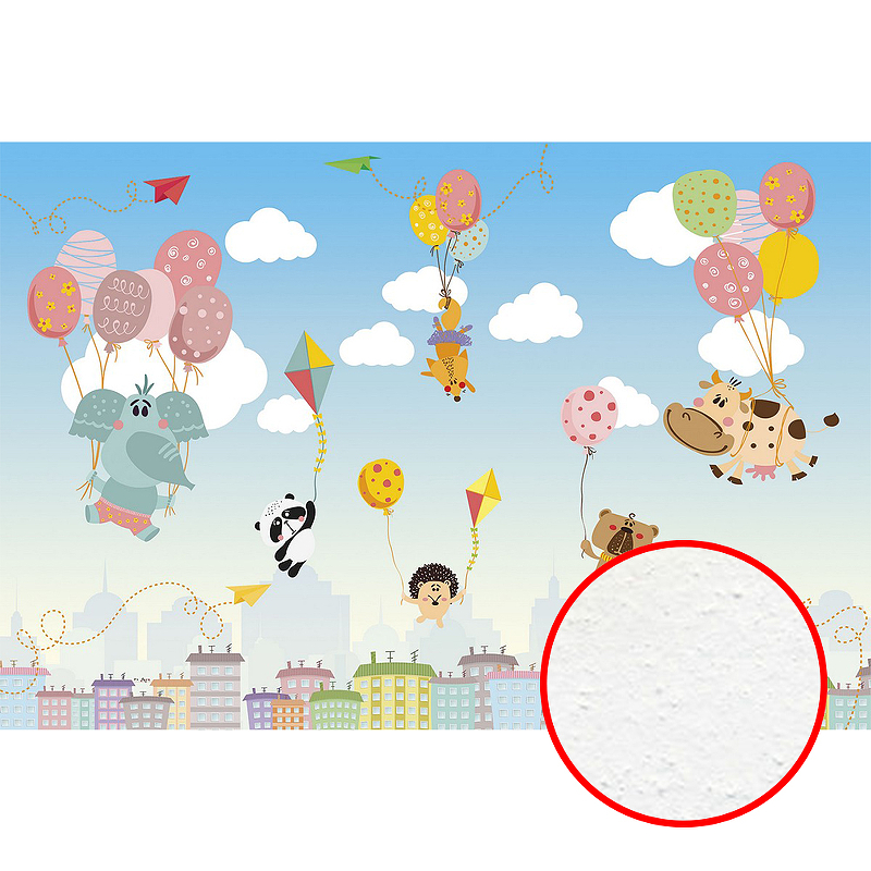 Фреска детская Ortograf Для самых маленьких 32947 Фактура бархат FX Флизелин (4*2,7) Разноцветный, Животные/Воздушные шары