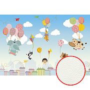 Фреска детская Ortograf Для самых маленьких 32947 Фактура флок FLK Флизелин (4*2,7) Разноцветный, Животные/Воздушные шары