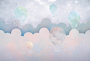 Фреска детская Ortograf Для самых маленьких 32961 Фактура бархат FX Флизелин (4*2,7) Сиреневый/Розовый, Облака/Воздушные шары-1