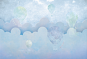 Фреска детская Ortograf Для самых маленьких 32962 Фактура бархат FX Флизелин (4*2,7) Голубой, Облака/Воздушные шары-1
