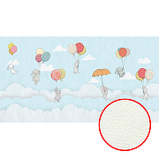 Фреска детская Ortograf Для самых маленьких 33709 Фактура флок FLK Флизелин (5*2,7) Голубой/Разноцветный, Животные/Воздушные шары/Облака