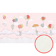 Фреска детская Ortograf Для самых маленьких 33710 Фактура флок FLK Флизелин (5*2,7) Розовый/Разноцветный, Животные/Воздушные шары/Облака