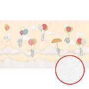 Фреска детская Ortograf Для самых маленьких 33711 Фактура бархат FX Флизелин (5*2,7) Бежевый/Разноцветный, Животные/Воздушные шары/Облака