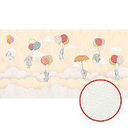 Фреска детская Ortograf Для самых маленьких 33711 Фактура флок FLK Флизелин (5*2,7) Бежевый/Разноцветный, Животные/Воздушные шары/Облака