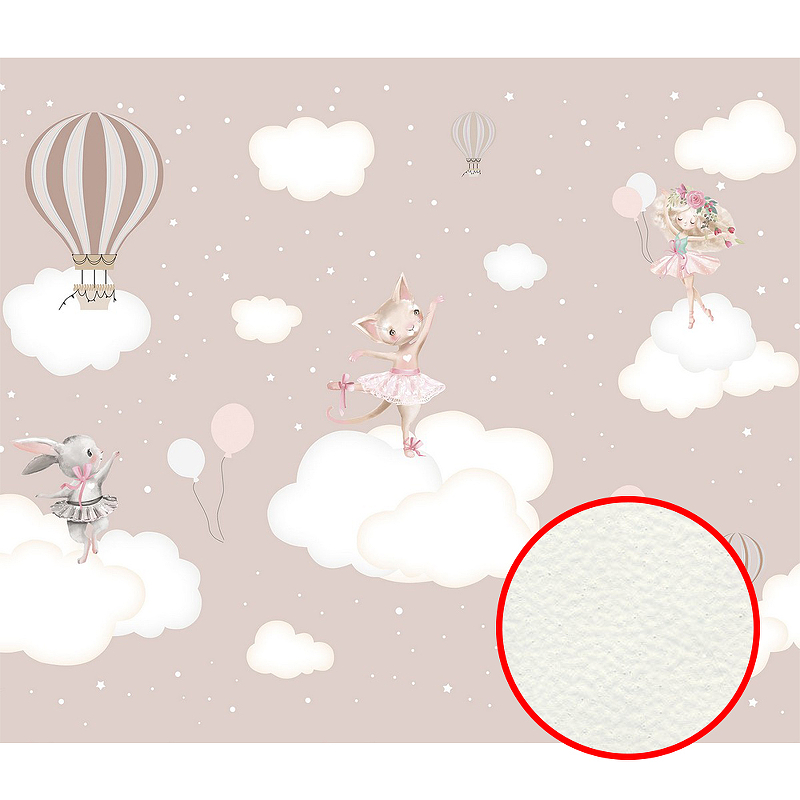 Фреска детская Ortograf Для самых маленьких 33736 Фактура флок FLK Флизелин (3,5*3) Бежевый, Животные/Облака/Воздушные шары
