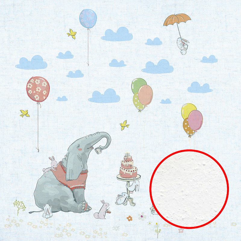 Фреска детская Ortograf Для самых маленьких 33719 Фактура бархат FX Флизелин (2,7*2,7) Голубой/Разноцветный, Животные/Воздушные шары