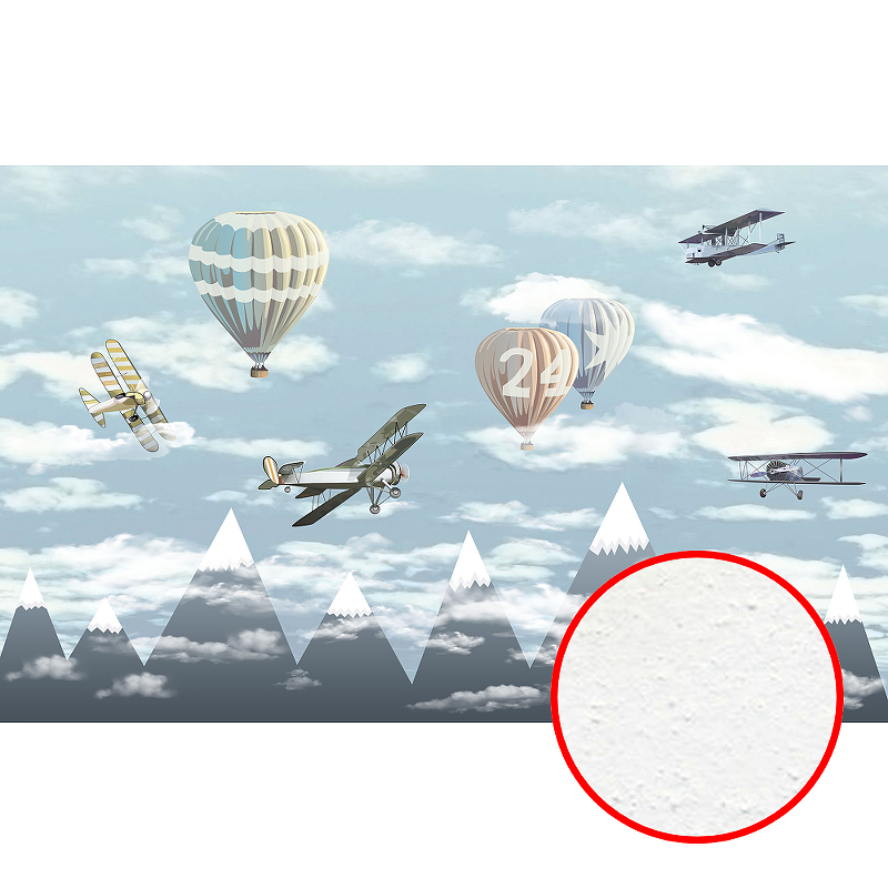Фреска детская Ortograf Для самых маленьких 33715 Фактура бархат FX Флизелин (4,3*2,7) Голубой, Самолеты/Воздушные шары