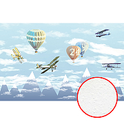Фреска детская Ortograf Для самых маленьких 33716 Фактура бархат FX Флизелин (4,3*2,7) Голубой, Самолеты/Воздушные шары