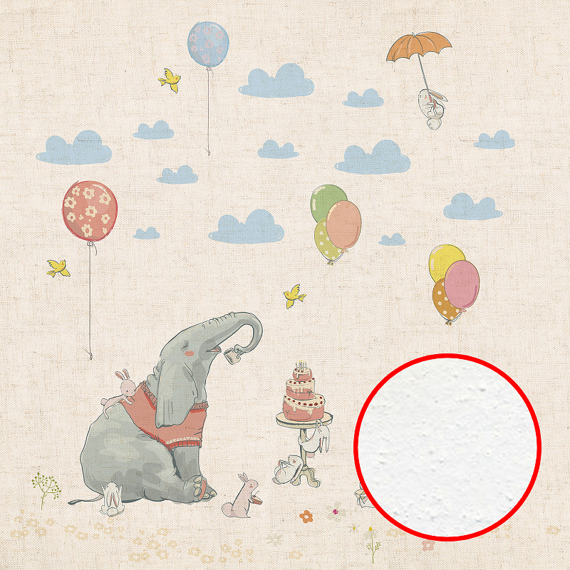 Фреска детская Ortograf Для самых маленьких 33721 Фактура бархат FX Флизелин (2,7*2,7) Бежевый/Разноцветный, Животные/Воздушные шары