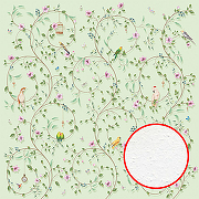 Фреска Ortograf Chinoiserie 33945 Фактура бархат FX Флизелин (3*3) Зеленый, Цветы/Птицы
