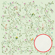 Фреска Ortograf Chinoiserie 33945 Фактура флок FLK Флизелин (3*3) Зеленый, Цветы/Птицы
