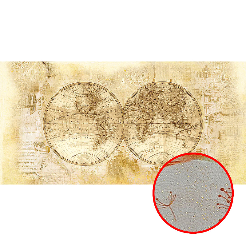 Фреска Ortograf Карты мира 3076 Фактура флок FLK Флизелин (4*2) Бежевый, Карты