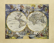 Фреска Ortograf Карты мира 4298 Фактура флок FLK Флизелин (3*2,4) Разноцветный, Карты-1