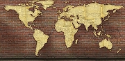 Фреска Ortograf Карты мира 30206 Фактура флок FLK Флизелин (5,5*2,7) Красный/Желтый, Карты/Кирпич-1