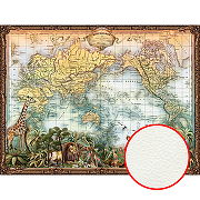 Фреска Ortograf Карты мира 6750 Фактура флок FLK Флизелин (3,6*2,7) Бежевый/Разноцветный, Карты/Животные
