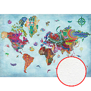 Фреска Ortograf Карты мира 7044 Фактура бархат FX Флизелин (3,9*2,7) Голубой/Разноцветный, Карты