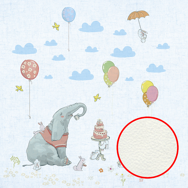 Фреска детская Ortograf Для самых маленьких 33719 Фактура флок FLK Флизелин (2,7*2,7) Голубой/Разноцветный, Животные/Воздушные шары
