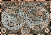 Фреска Ortograf Карты мира 17011 Фактура флок FLK Флизелин (3,9*2,7) Коричневый/Серый, Карты-1