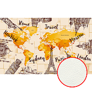Фреска Ortograf Карты мира 21018 Фактура флок FLK Флизелин (4,4*2,7) Бежевый/Желтый, Карты