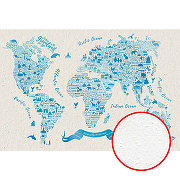 Фреска Ortograf Карты мира 33516 Фактура бархат FX Флизелин (4*2,7) Белый/Голубой, Карты