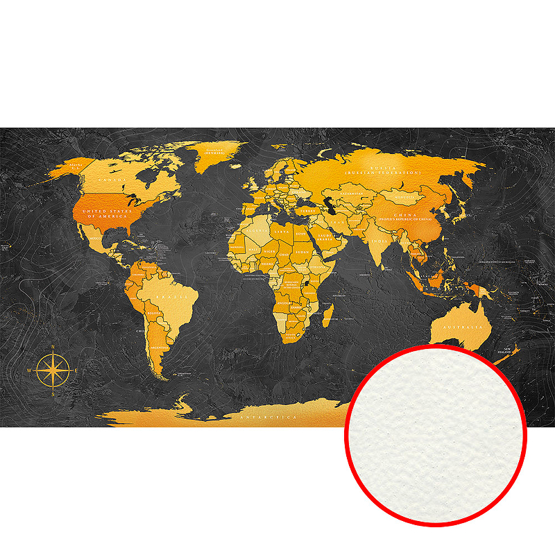 Фреска Ortograf Карты мира 33517 Фактура флок FLK Флизелин (5*2,7) Черный/Желтый, Карты