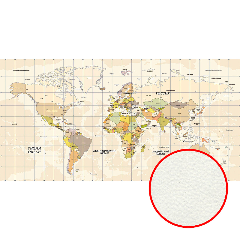 Фреска Ortograf Карты мира 33547 Фактура флок FLK Флизелин (5,3*2,7) Бежевый, Карты