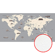 Фреска Ortograf Карты мира 33548 Фактура бархат FX Флизелин (5,2*2,7) Серый, Карты/Корабли