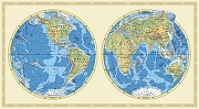 Фреска Ortograf Карты мира 33129 Фактура флок FLK Флизелин (4*2,2) Бежевый/Голубой, Карты-1