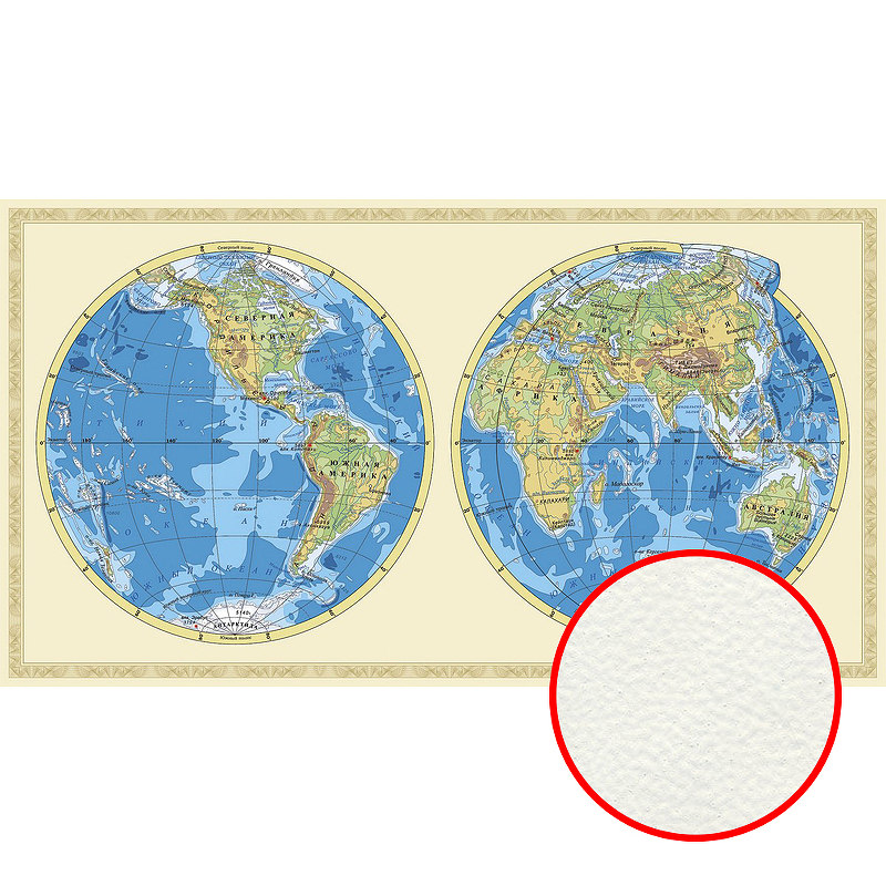 Фреска Ortograf Карты мира 33129 Фактура флок FLK Флизелин (4*2,2) Бежевый/Голубой, Карты