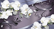 Фреска Ortograf 3D 5491 Фактура бархат серебро FX-S Флизелин (5*2,7) Серый/Белый, Цветы-1