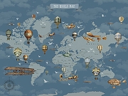 Фреска Ortograf Карты мира 33314 Фактура бархат FX Флизелин (3,6*2,7) Синий, Воздушные шары/Самолеты/Карты-1